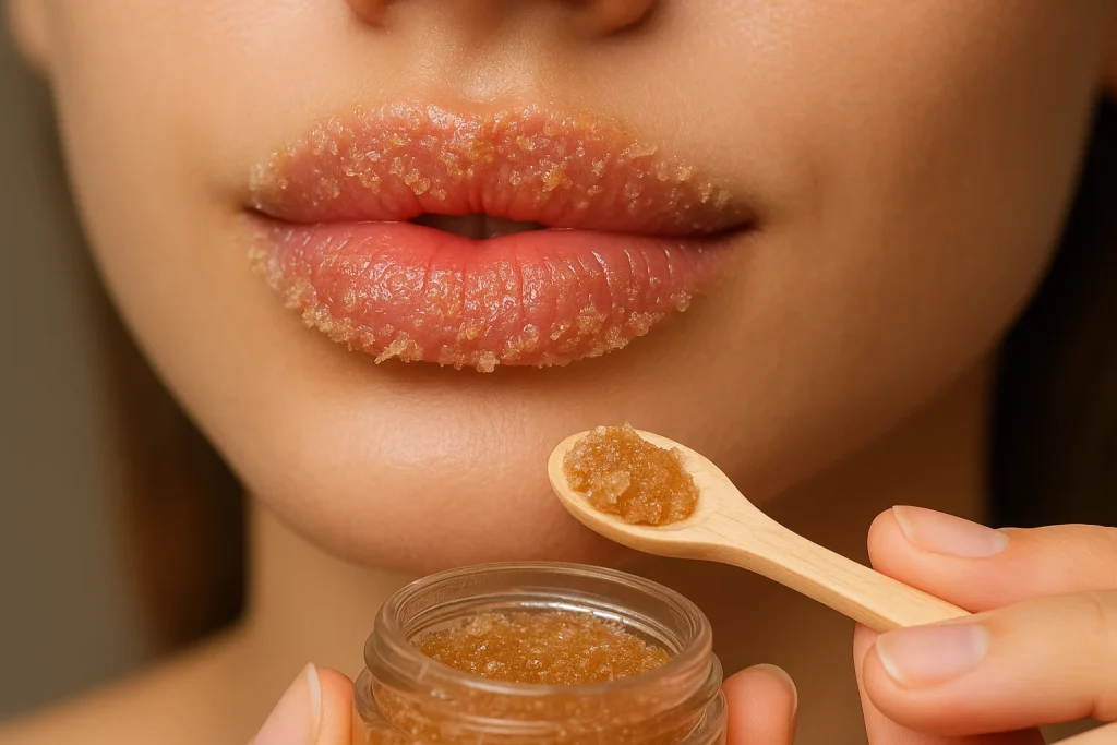 Dolgun Görünen Dudaklar İçin Doğal Peeling