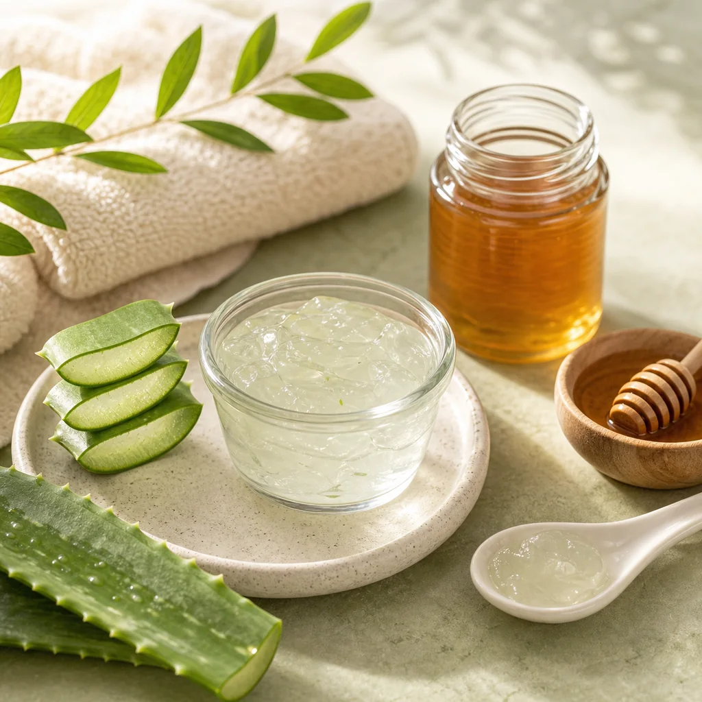 Sivilceler için aloe vera maskesi malzemeleri