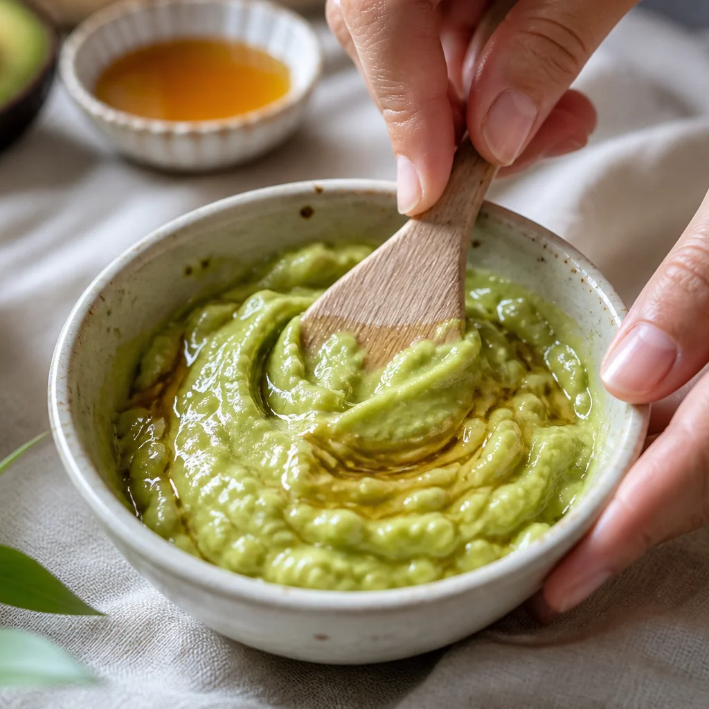 Kuru cilt avokado nem maskesi karışımı hazırlama
