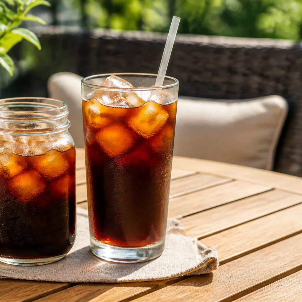 Evde cold brew kahve sonuç — buzlu servis