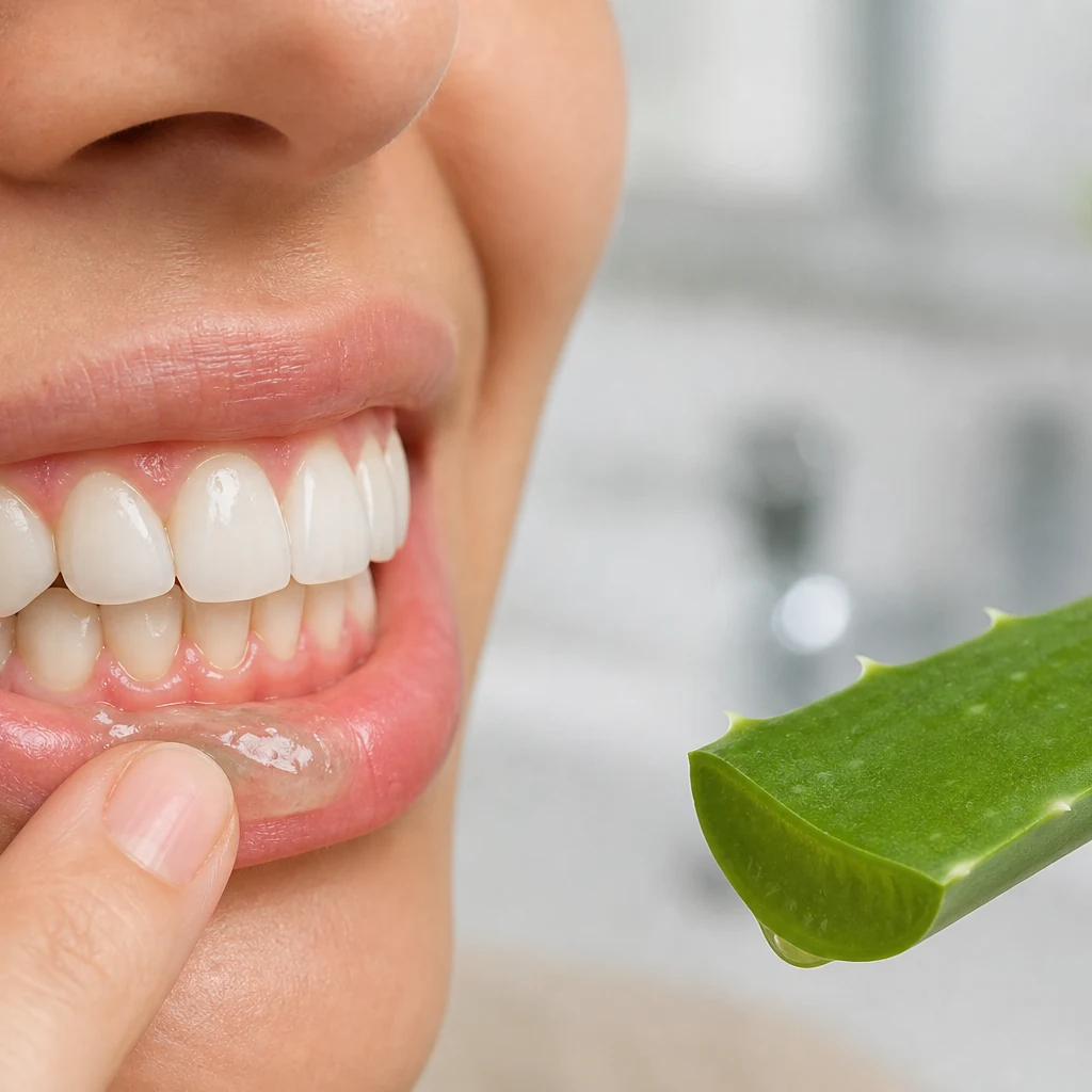 Diş eti bakımında saf aloe vera jeli uygulaması