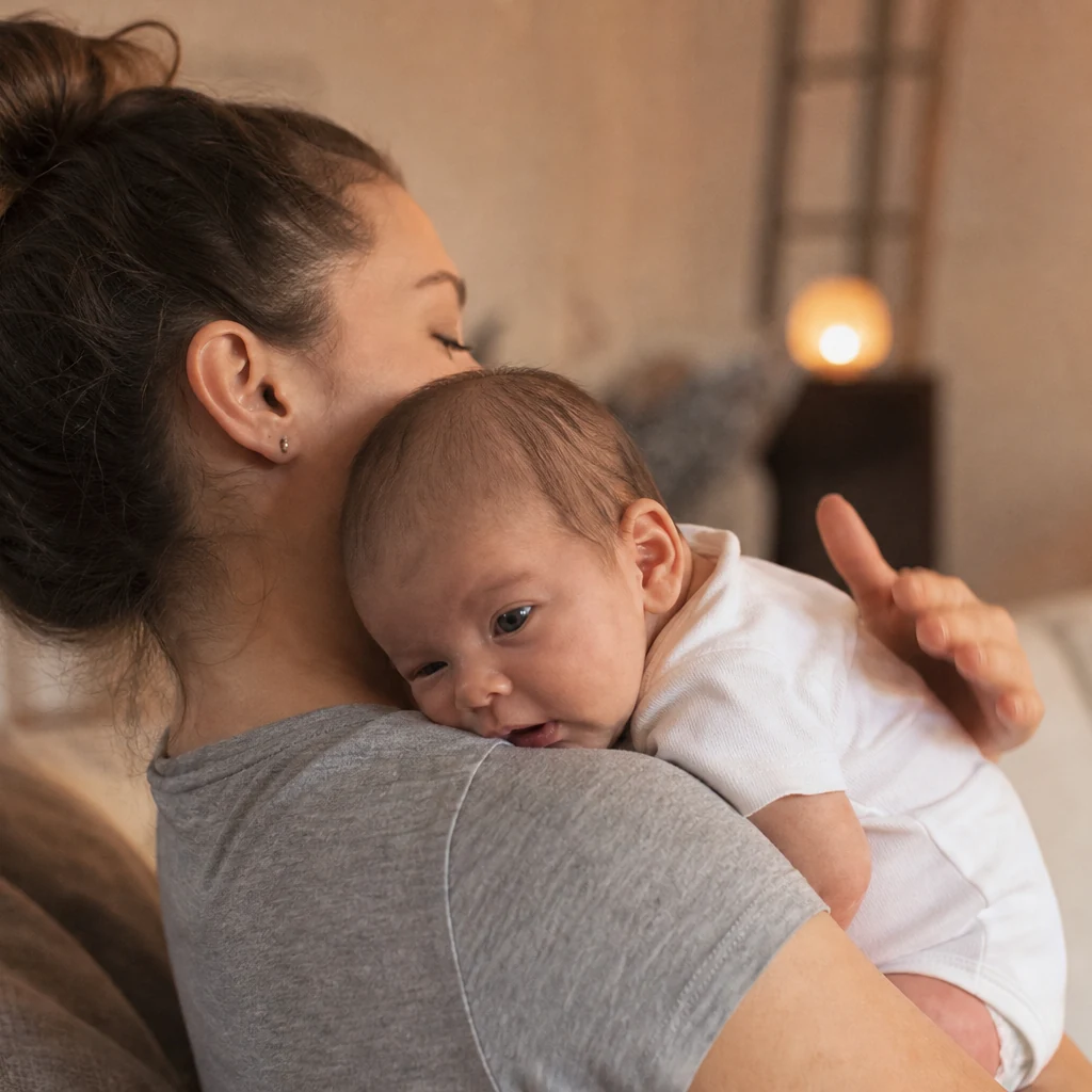 Yenidoğan bebek geğirme pozisyonu — omuz üzerinde güvenli bakım