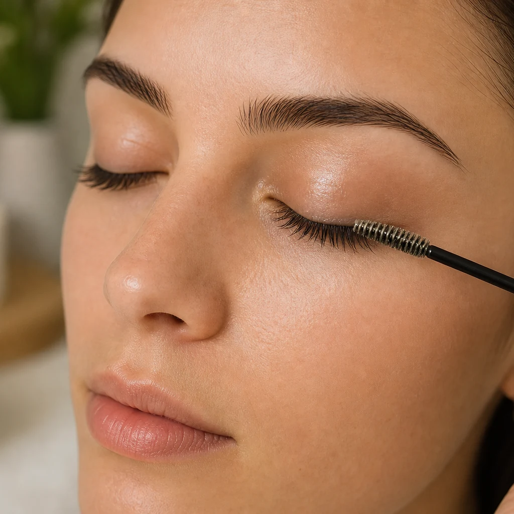 Kirpiklere doğal serum uygulaması — gece bakım rutini