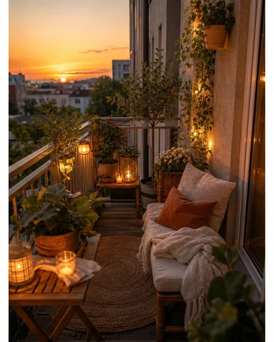 Küçük balkon dekorasyon fikri 20 — şehir balkonu dekorasyonu