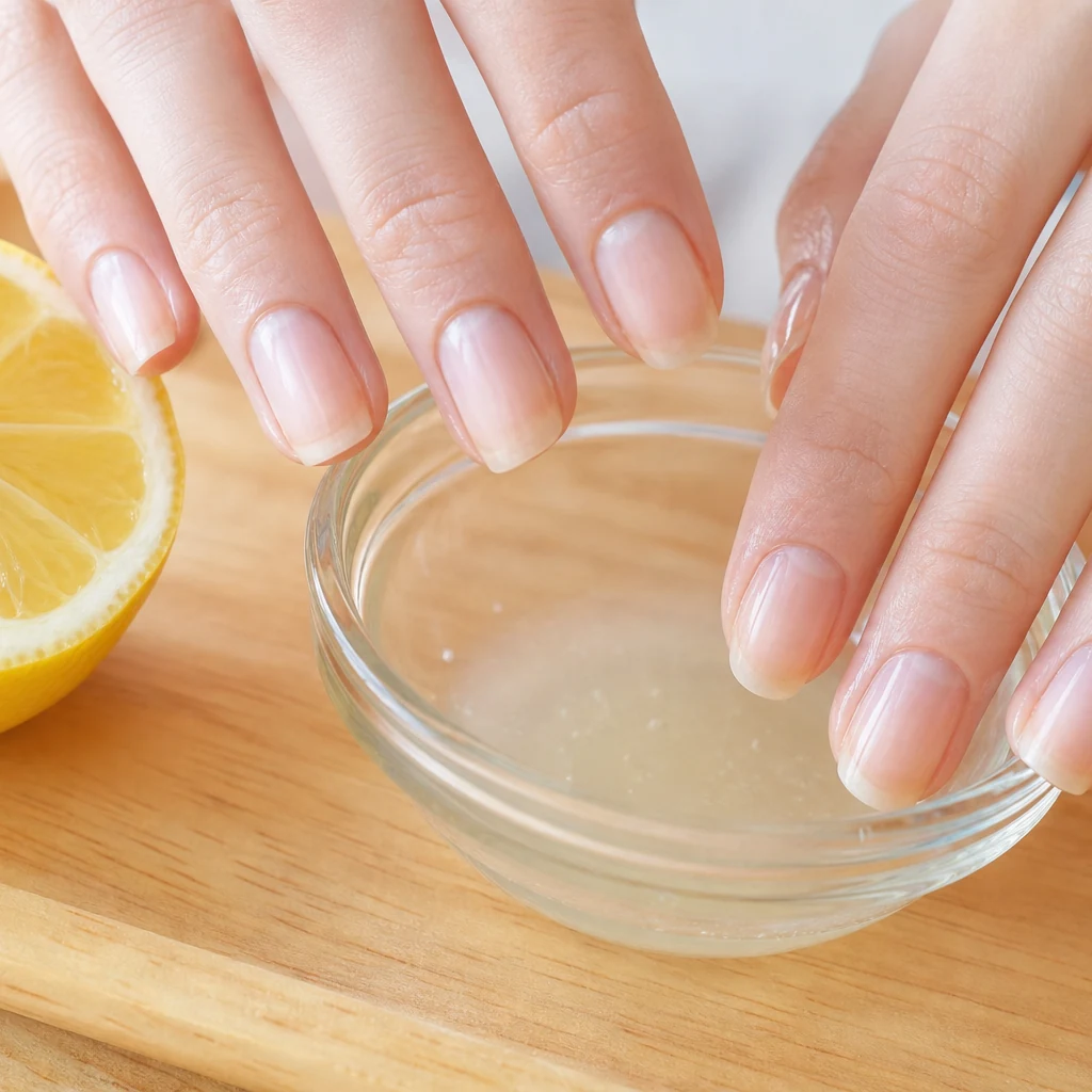 Limon suyu ile doğal tırnak bakımı ve beyazlatma uygulaması