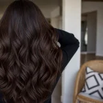Çikolata kahve uzun yumuşak dalgalı saç modeli