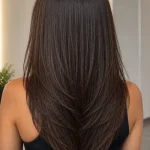 V kesim saç modeli 1 — katmanlı V kesim saç kesimi