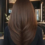 V kesim saç modeli 9 — katmanlı V kesim saç kesimi